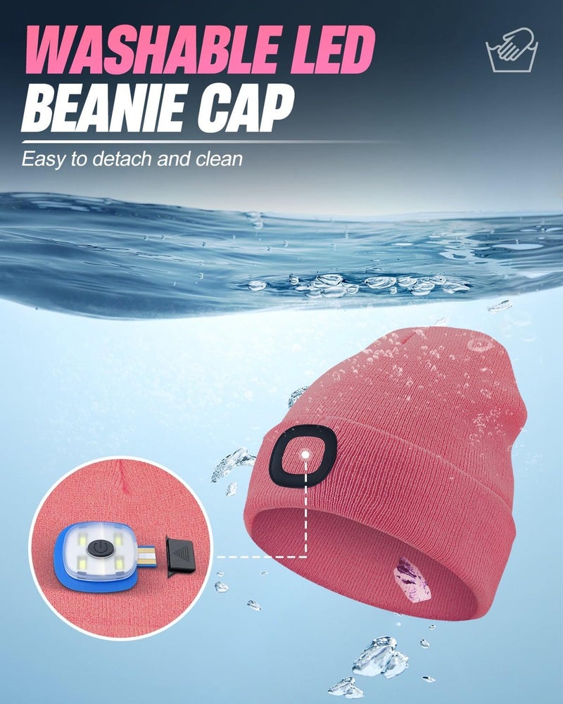 MOXTOYU Unisex Beanie with Light, USB Rechargeable LED Headlamp Hat, Christmas Stocking Stuffers Gifts - Image 3